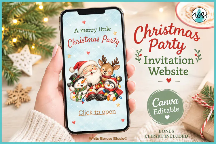Christmas Party Invitation Website Canva Template RSVP