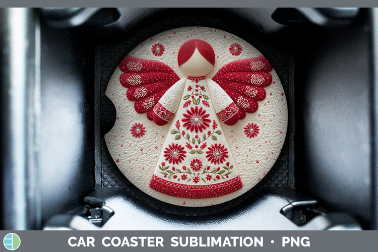 Angel Christmas Patch Car Coaster Sublimation Design
