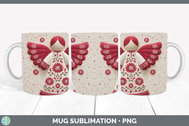 Angel Christmas Patch Mug Wrap Sublimation Design
