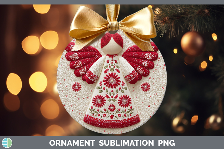 Angel Christmas Patch Ornament Sublimation Design