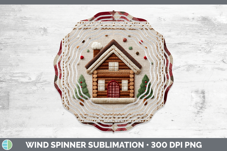 Cabin Christmas Patch Wind Spinner Sublimation Design