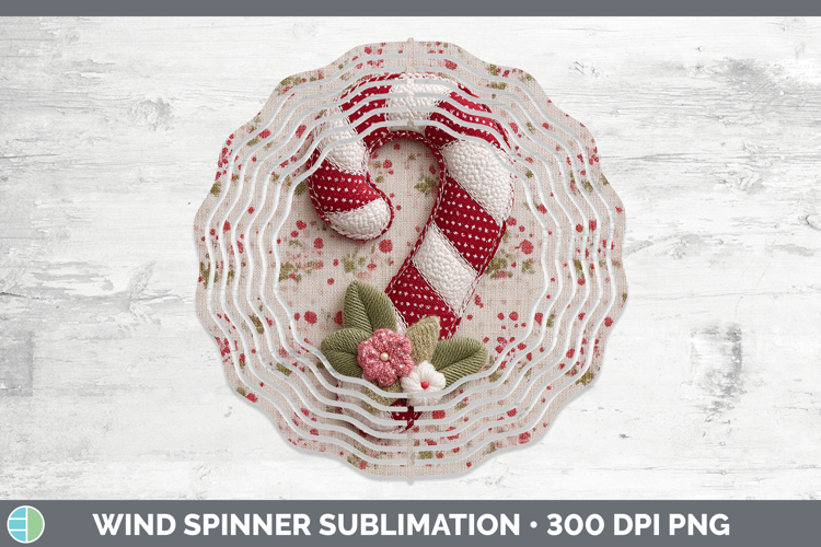 Candy Cane Christmas Patch Wind Spinner Sublimation Design