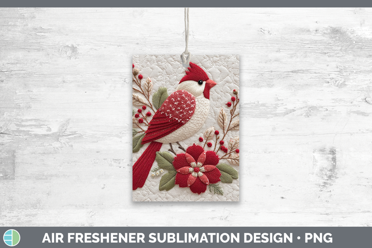 Cardinal Christmas Patch Air Freshener Sublimation Design