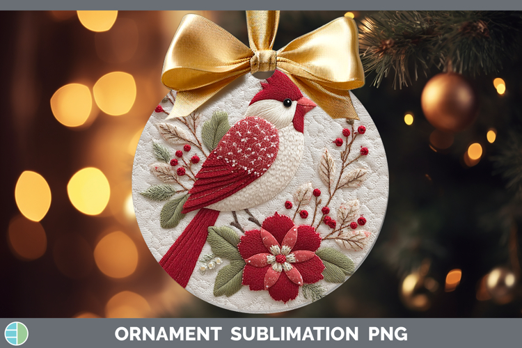 Cardinal Christmas Patch Ornament Sublimation Design