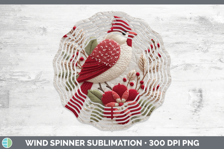Cardinal Christmas Patch Wind Spinner Sublimation Design