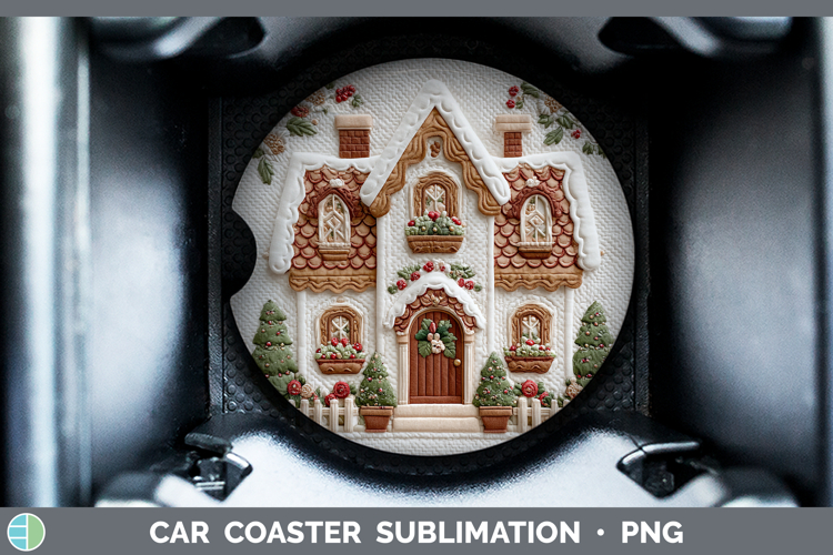 Gingerbread House Christmas Patch Car Coaster Sublimation De