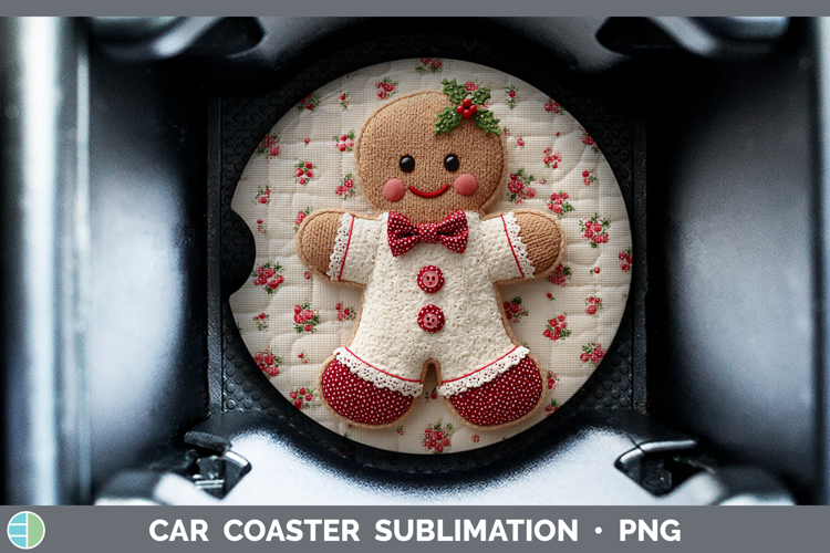 Gingerbread Man Christmas Patch Car Coaster Sublimation Desi