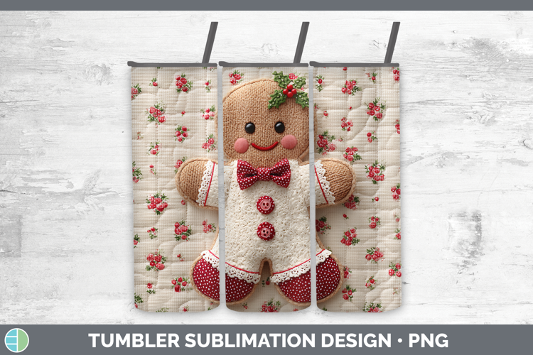 Gingerbread Man Christmas Patch Tumbler Sublimation Design