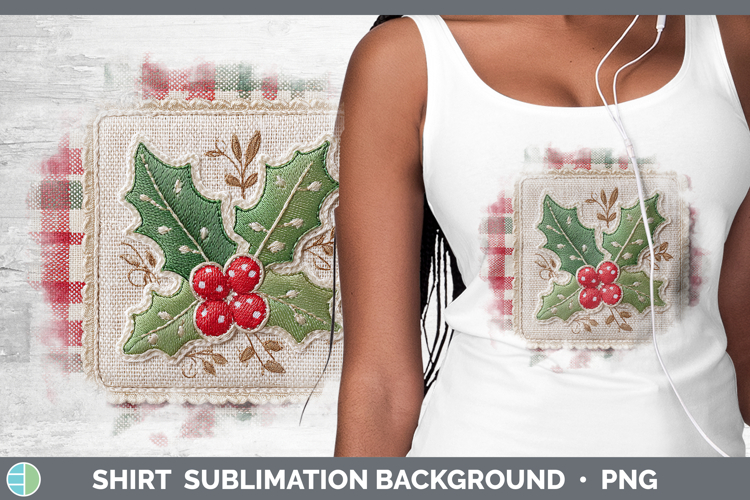 Holly Christmas Patch Shirt Sublimation Design