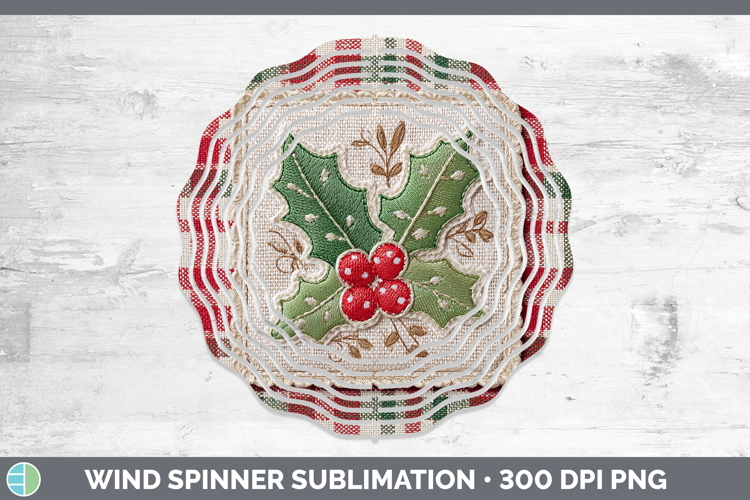 Holly Christmas Patch Wind Spinner Sublimation Design
