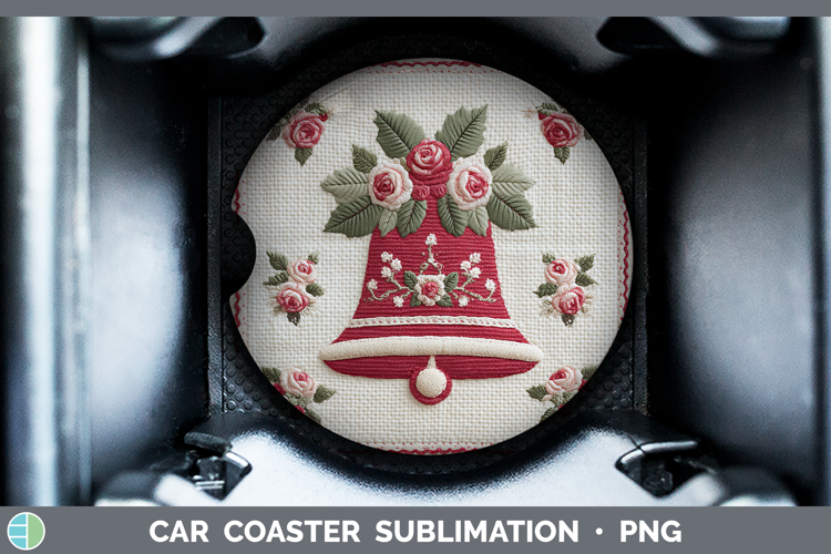 Jingle Bells Christmas Patch Car Coaster Sublimation Design