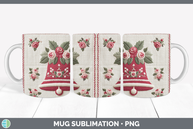 Jingle Bells Christmas Patch Mug Wrap Sublimation Design