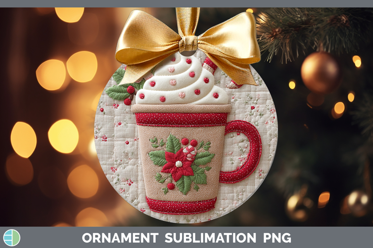 Latte Christmas Patch Ornament Sublimation Design