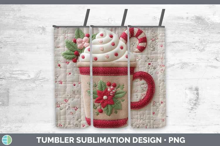 Latte Christmas Patch Tumbler Sublimation Design