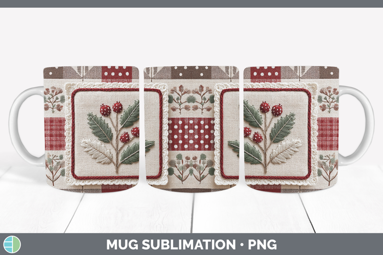 Mistletoe Christmas Patch Mug Wrap Sublimation Design