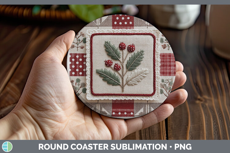 GorgeousChristmas Patch Round Coaster design.