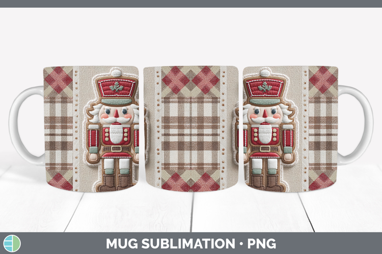 Nutcracker Christmas Patch Mug Wrap Sublimation Design