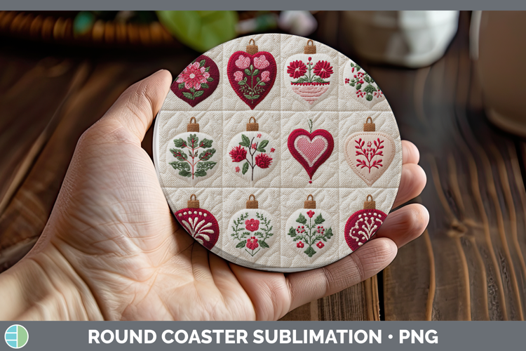 Ornaments Christmas Patch Round Coaster Sublimation Design