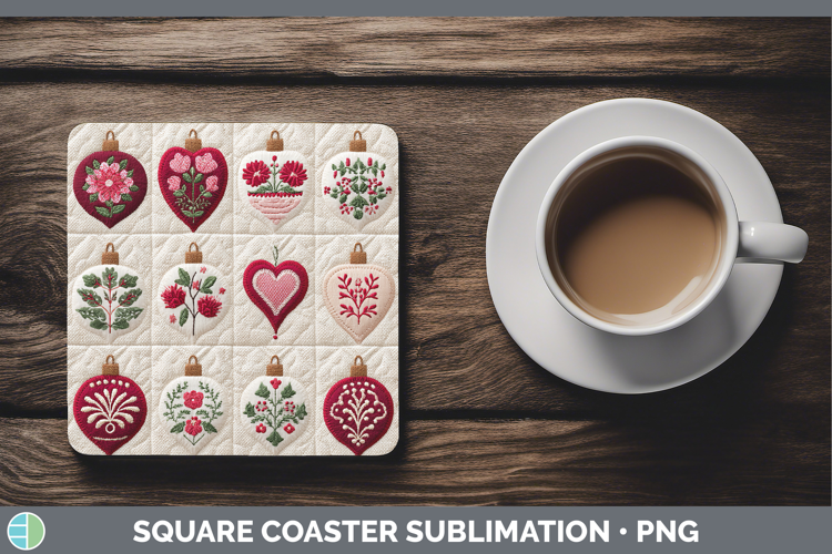 Ornaments Christmas Patch Square Coaster Sublimation Design