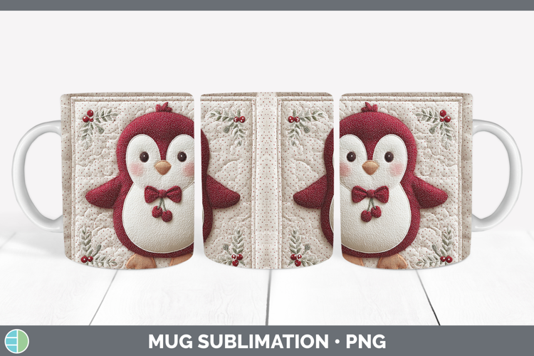 Penguin Christmas Patch Mug Wrap Sublimation Design