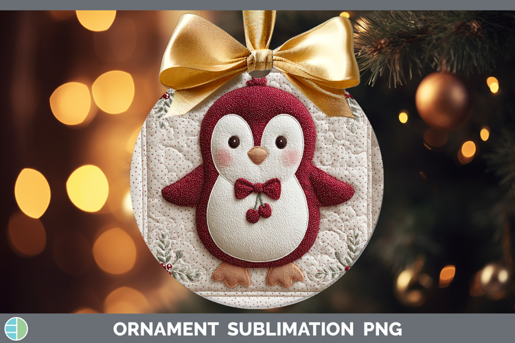Penguin Christmas Patch Ornament Sublimation Design