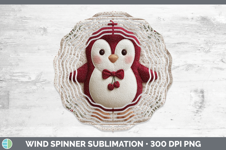 Penguin Christmas Patch Wind Spinner Sublimation Design