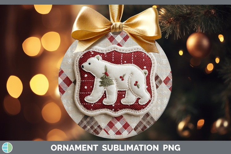 Polar Bear Christmas Patch Ornament Sublimation Design