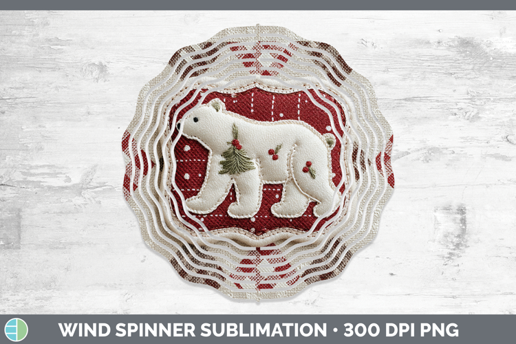 Polar Bear Christmas Patch Wind Spinner Sublimation Design