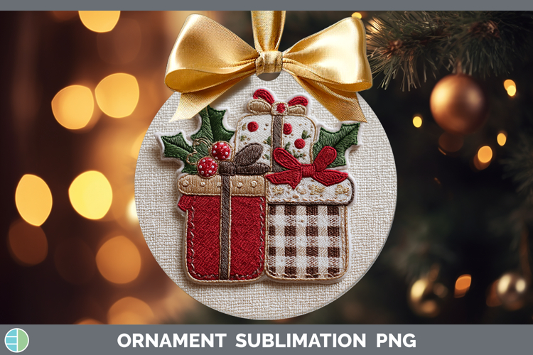 Presents Christmas Patch Ornament Sublimation Design