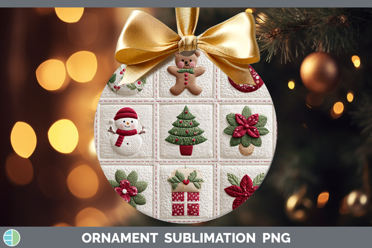 Quilt Christmas Patch Ornament Sublimation Design