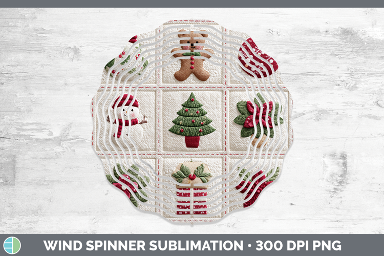Quilt Christmas Patch Wind Spinner Sublimation Design