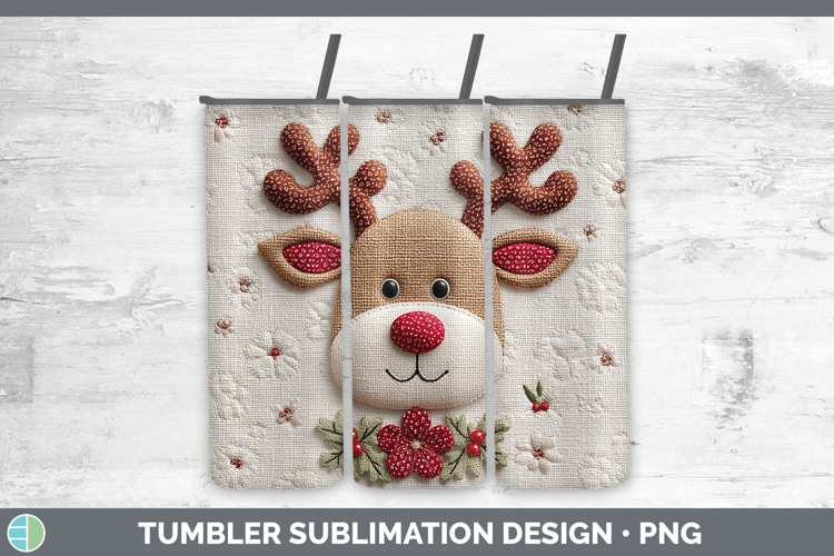 Reindeer Christmas Patch Tumbler Sublimation Design