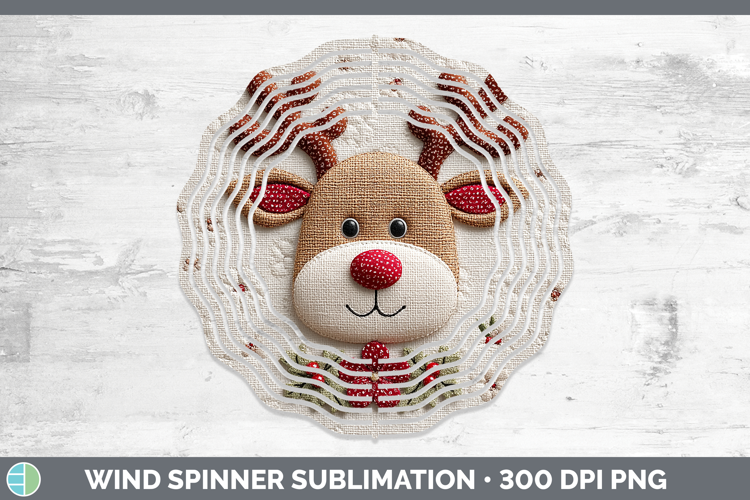 Reindeer Christmas Patch Wind Spinner Sublimation Design