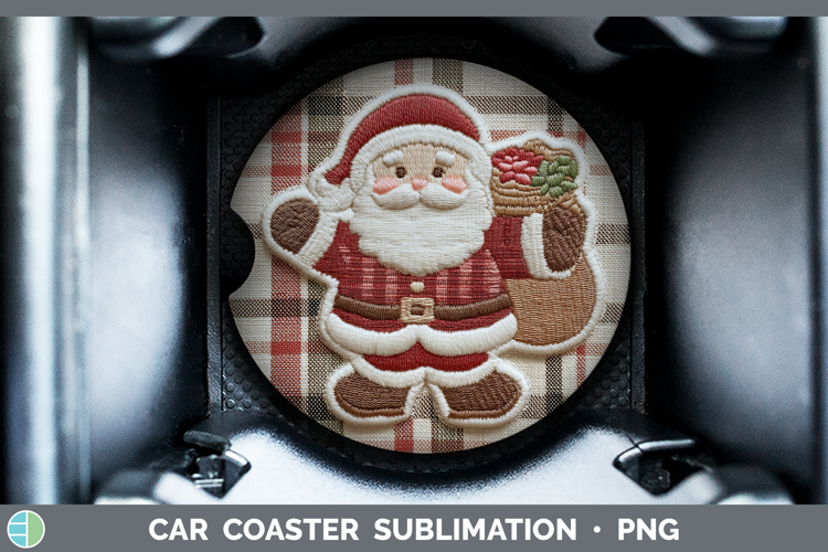 Santa Gifts Christmas Patch Car Coaster Sublimation Design