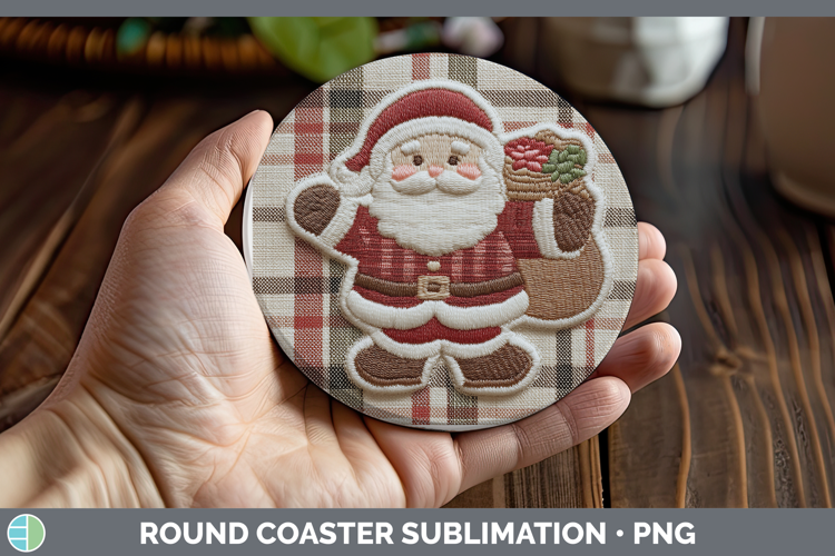 Santa Gifts Christmas Patch Round Coaster Sublimation Design