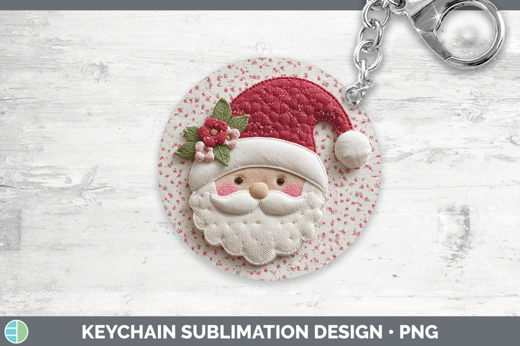 Santa Christmas Patch Keychain Sublimation Design