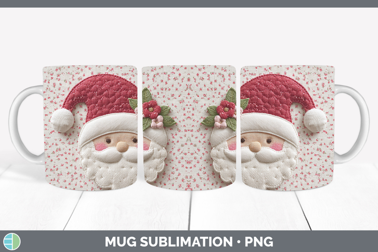 Santa Christmas Patch Mug Wrap Sublimation Design