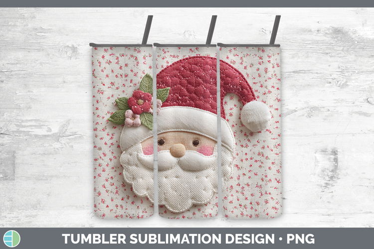 Santa Christmas Patch Tumbler Sublimation Design