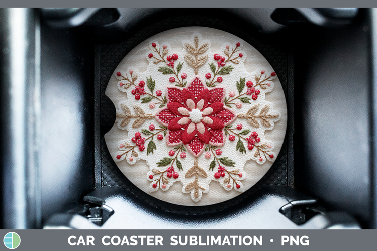 Snowflakes Christmas Patch Car Coaster Sublimation Design