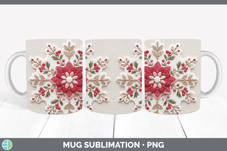 Snowflakes Christmas Patch Mug Wrap Sublimation Design