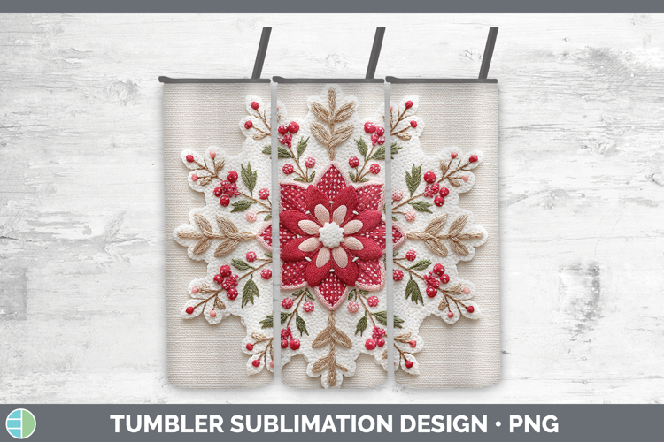 Snowflakes Christmas Patch Tumbler Sublimation Design