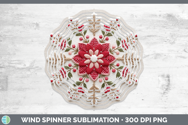 Snowflakes Christmas Patch Wind Spinner Sublimation Design
