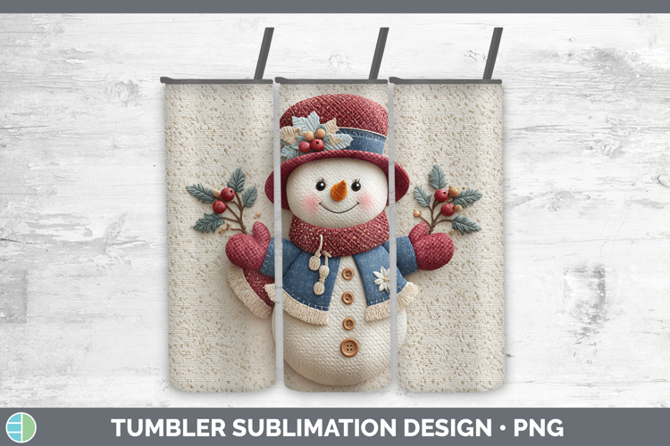 Snowman Christmas Patch Tumbler Sublimation Design