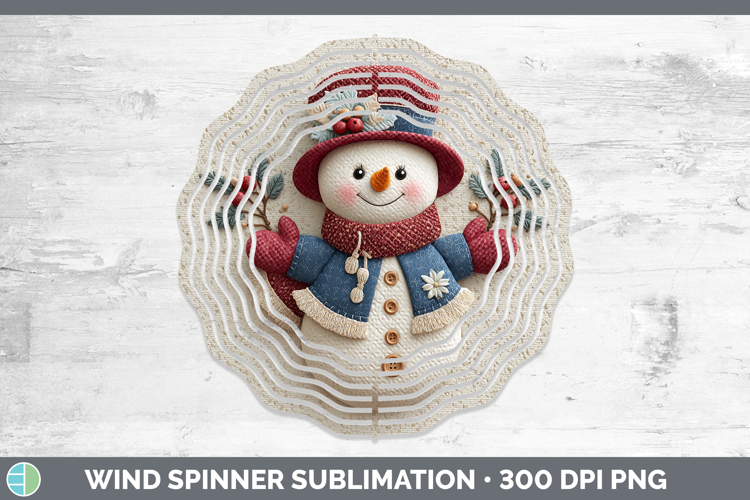 Snowman Christmas Patch Wind Spinner Sublimation Design