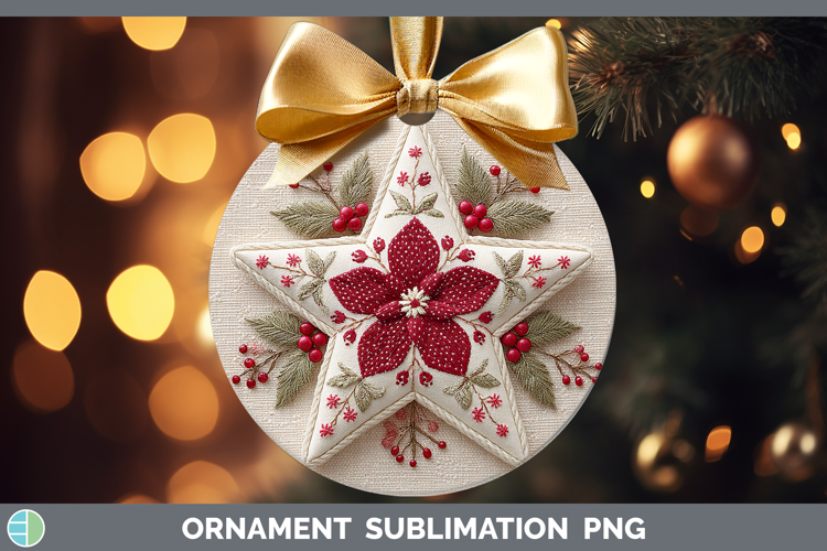 Star Christmas Patch Ornament Sublimation Design