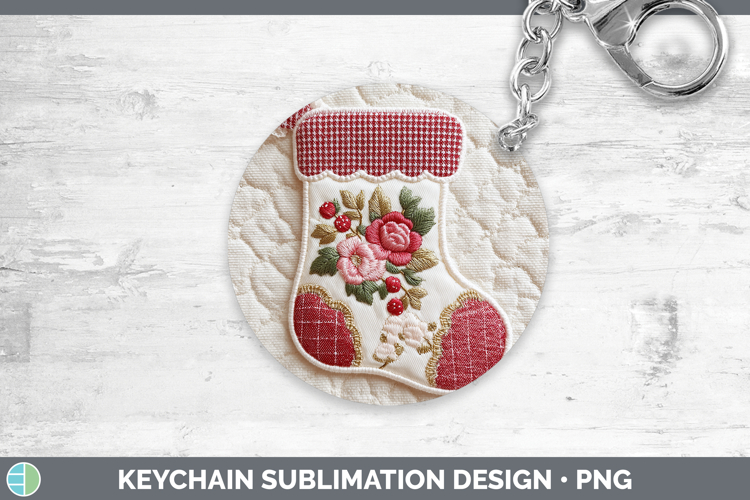 Stocking Christmas Patch Keychain Sublimation Design