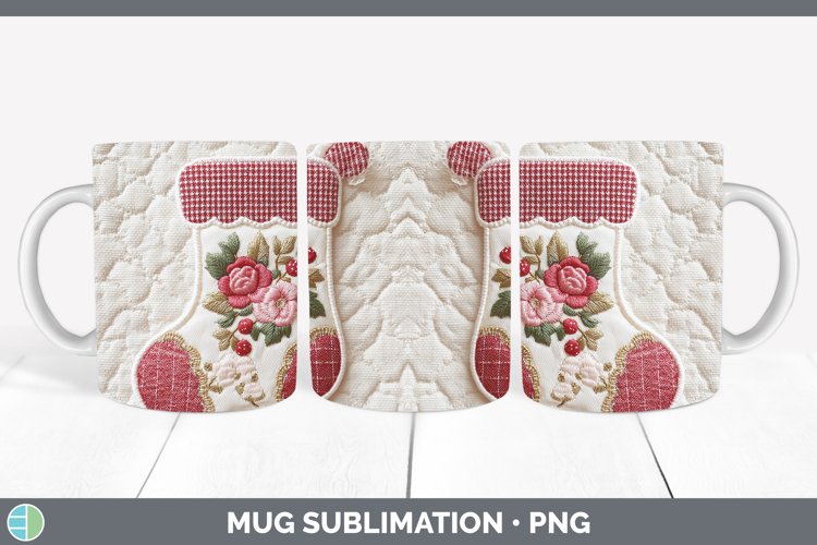 Stocking Christmas Patch Mug Wrap Sublimation Design
