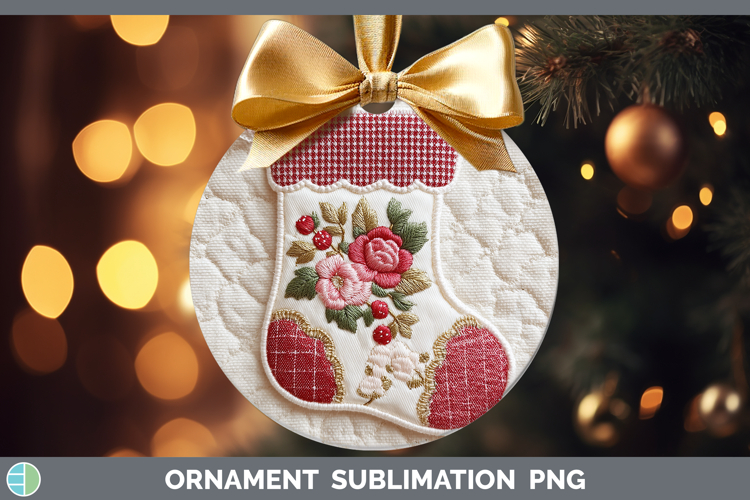 Stocking Christmas Patch Ornament Sublimation Design