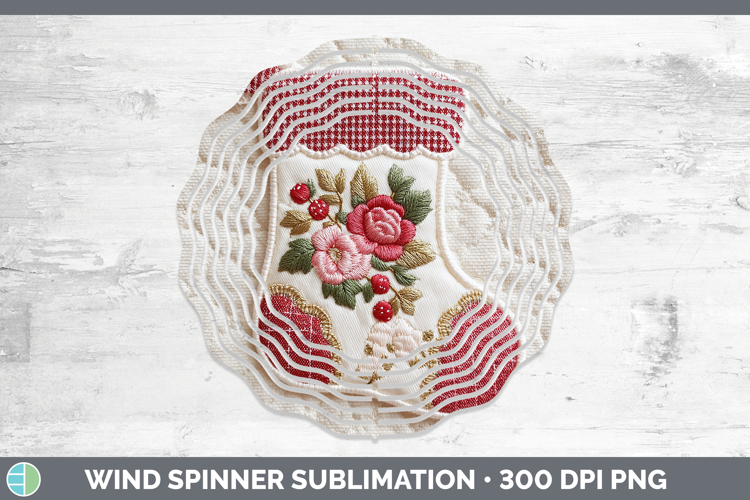 Stocking Christmas Patch Wind Spinner Sublimation Design
