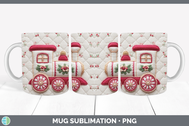 Train Christmas Patch Mug Wrap Sublimation Design